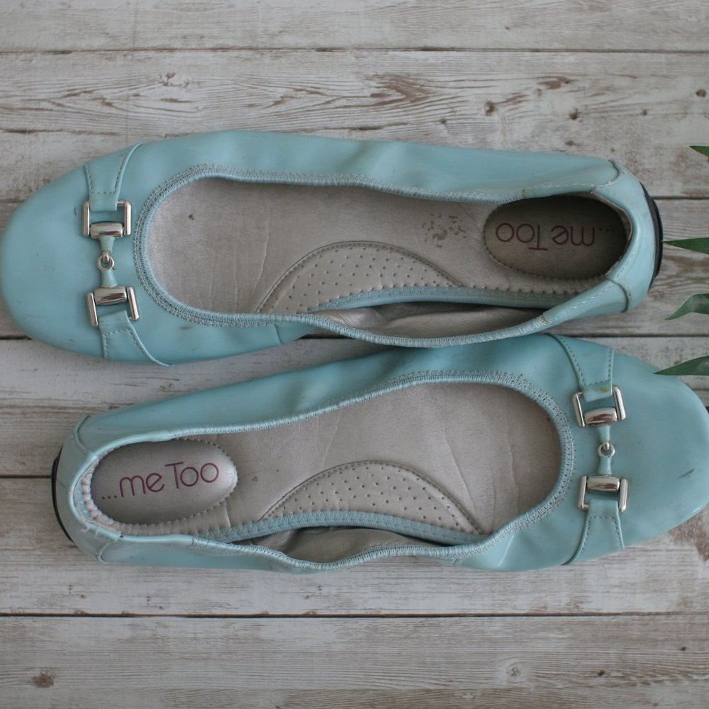 Me Too! Light Blue Patent Leather Flats Size 10